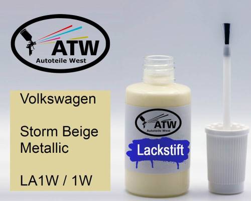 Volkswagen, Storm Beige Metallic, LA1W / 1W: 20ml Lackstift, von ATW Autoteile West.